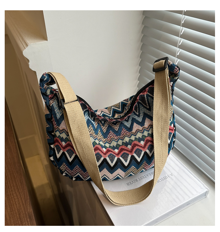 Retro Canvas Crossbody Bag for Women - Ethnic Fashion Versatile Shoulder Dumpling Bag in Lazy Style Retro Canvas Crossbody Bag for Women - Ethnic Fashion Versatile Shoulder Dumpling Bag in Lazy Style