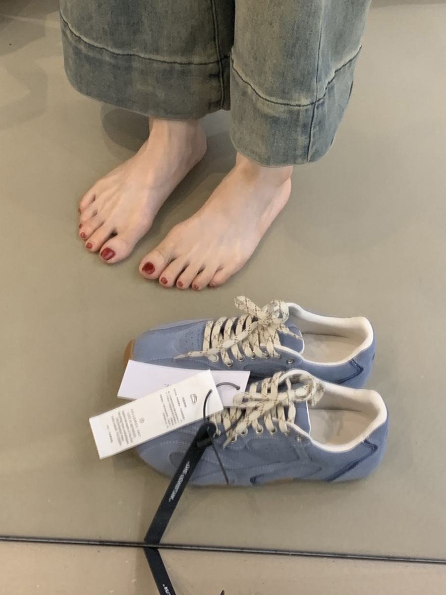 Retro Casual Color-Blocking Lace-Up Cowhide Training Shoes for Women - Flat Sports Footwear for Outdoor Running Retro Casual Color-Blocking Lace-Up Cowhide Training Shoes for Women - Flat Sports Footwear for Outdoor Running