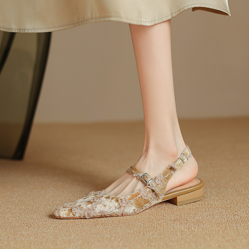 Retro Chinese Style Pointed Backless Flat Sandals for Women - Vintage Corso Venezia Inspired Footwear