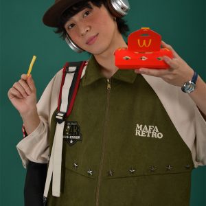 Retro Color Block Embroidered Short Sleeve Shirt - Suede Velvet Summer Loose Fit with Double Stripe - Trendy Y2K Style