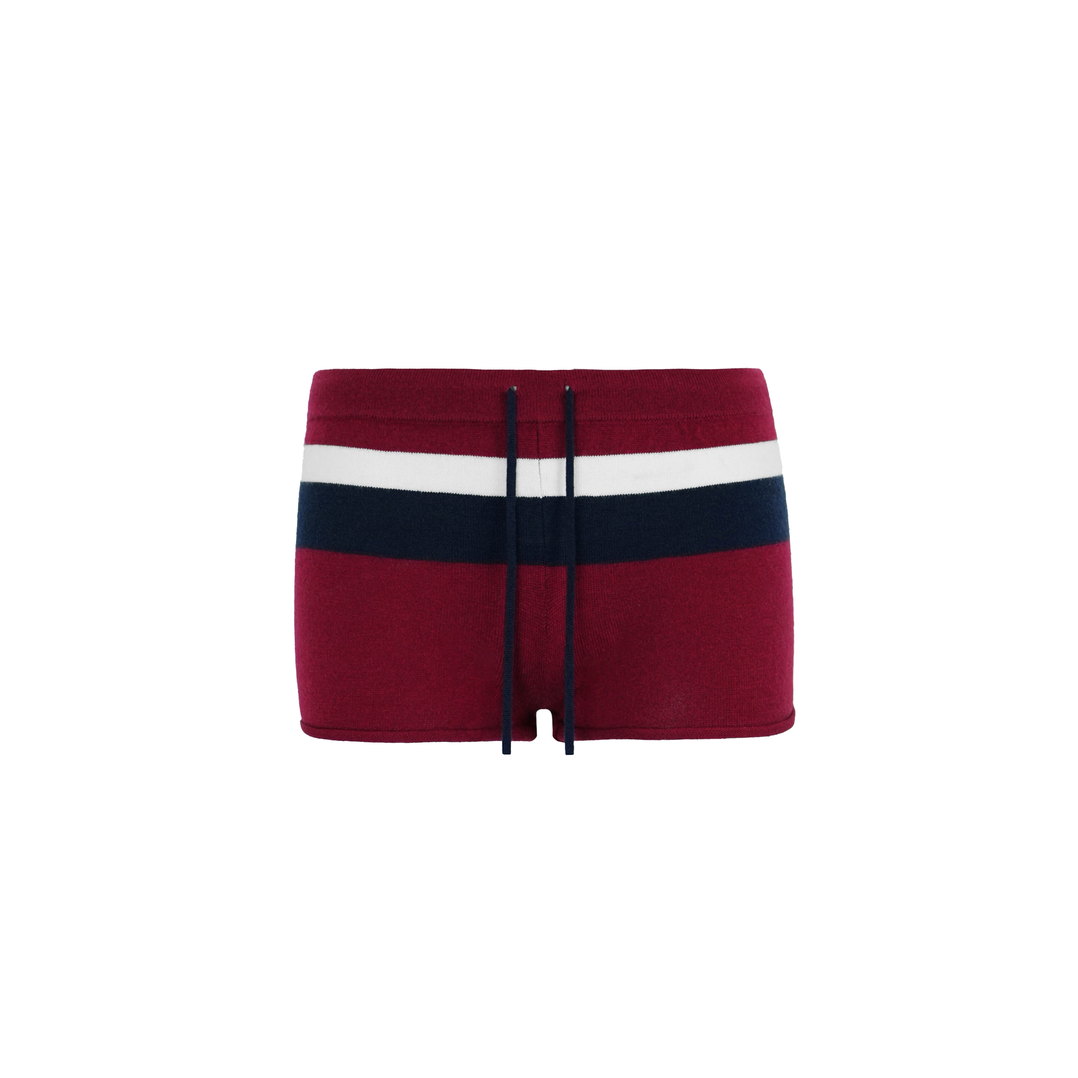 Retro Color-Blocked Wide Stripe Knitted Shorts - Y2K-Inspired Summer Fashion
