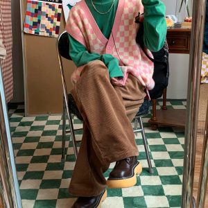 Retro Corduroy Casual Pants for Couples - Japanese Streetwear Loose Wide-Leg Design - Hong Kong Style Fashion