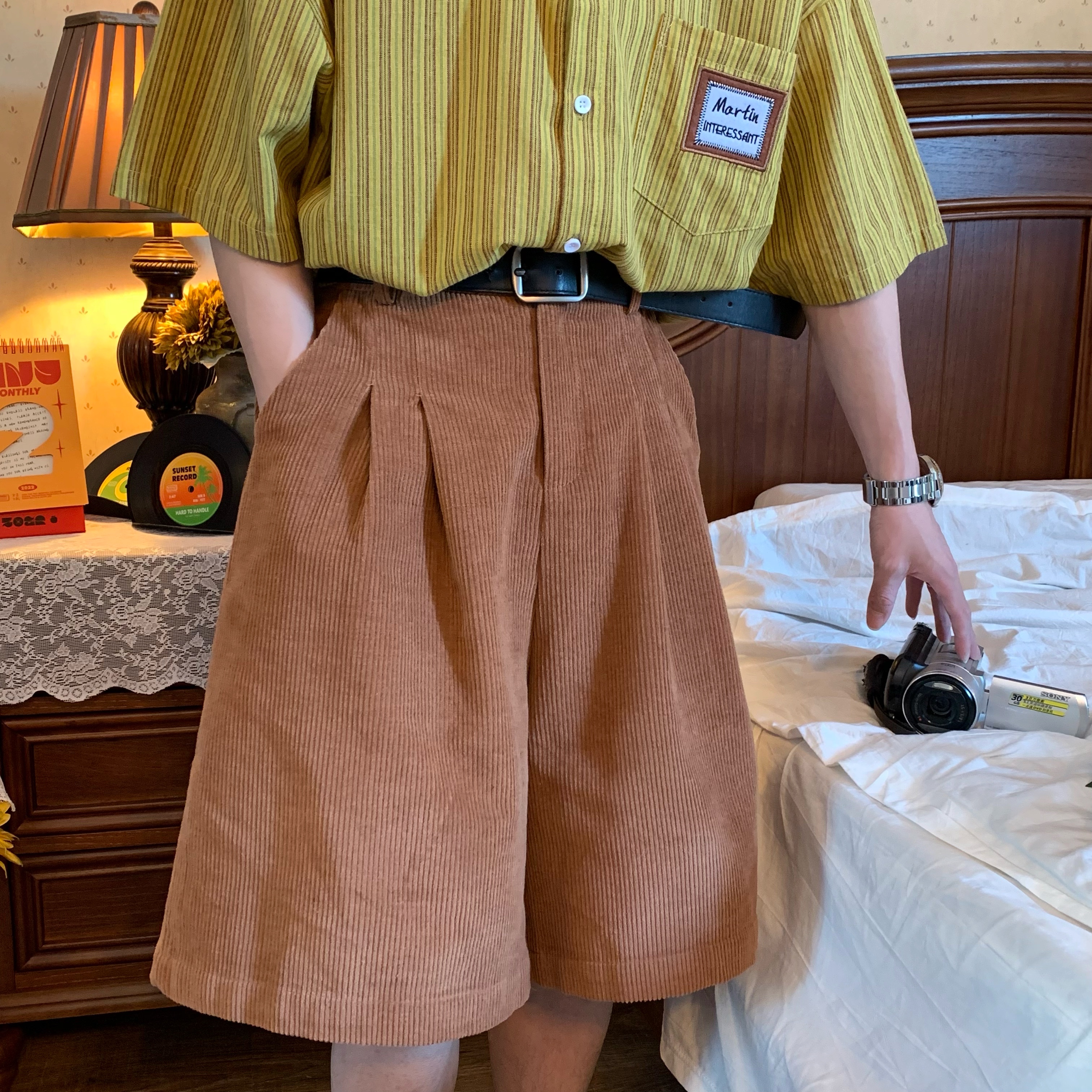 Retro Corduroy Wide-Leg Shorts for Summer - Unisex Casual Loose Fit Straight Pants Retro Corduroy Wide-Leg Shorts for Summer - Unisex Casual Loose Fit Straight Pants