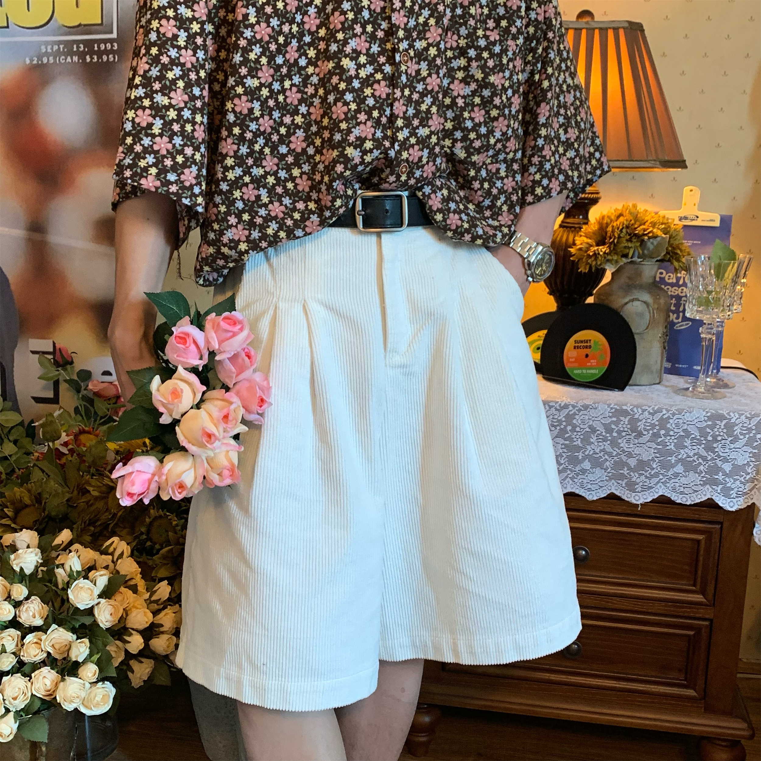 Retro Corduroy Wide-Leg Shorts for Summer - Unisex Casual Loose Fit Straight Pants Retro Corduroy Wide-Leg Shorts for Summer - Unisex Casual Loose Fit Straight Pants