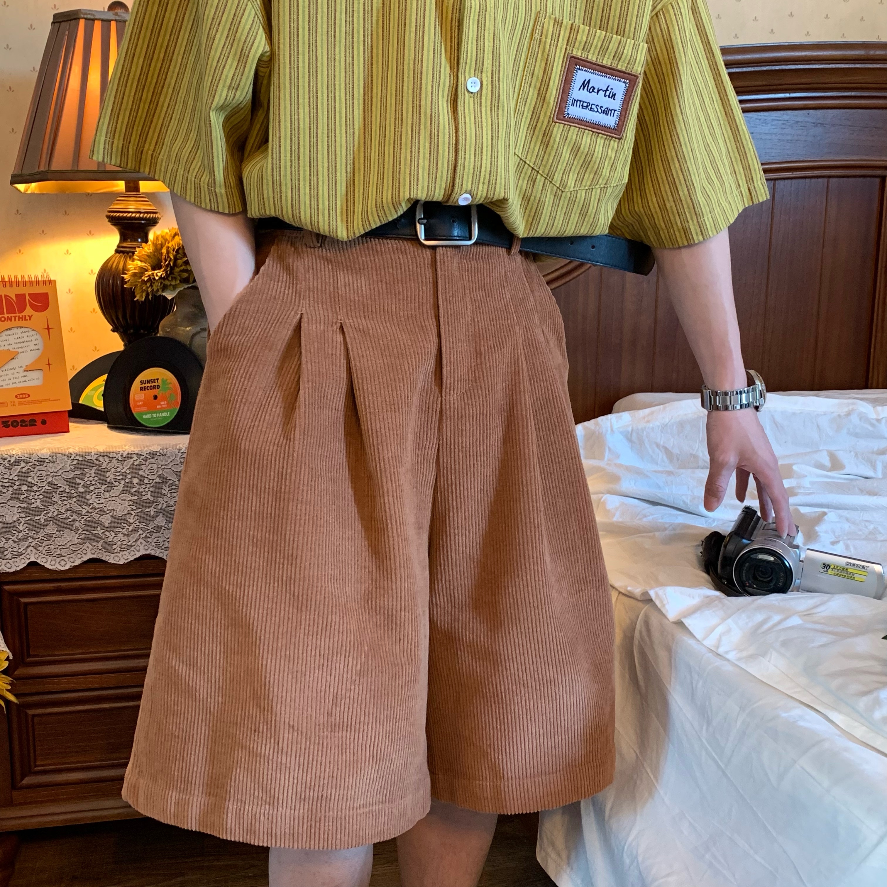 Retro Corduroy Wide-Leg Shorts for Summer - Unisex Casual Loose Fit Straight Pants Retro Corduroy Wide-Leg Shorts for Summer - Unisex Casual Loose Fit Straight Pants