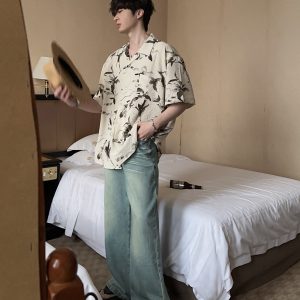 Retro Cuban Collar Floral Short-Sleeve Shirt for Men and Women - Vintage Loose Beach Style, Lightweight Summer Trend