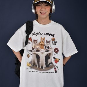 Retro Cute Cat Loose Short Sleeve T-Shirt for Women, Cartoon Graphic Tee, Summer 2024 Fashion, Y2K Style