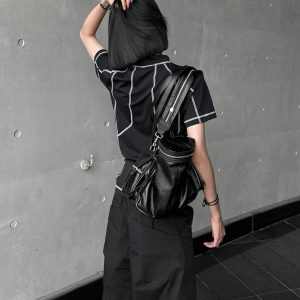 Retro Deconstructed Short-Sleeve Women's Summer T-Shirt - American Style Casual Slim Fit Top for Y2K Outdoor Fashion