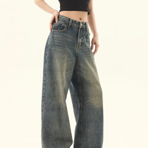 Retro Distressed Loose Straight-Leg Jeans for Men and Women - Casual Summer Wide-Leg Pants in Vintage American Style