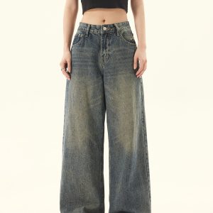 Retro Distressed Loose Straight-Leg Jeans for Men and Women - Casual Summer Wide-Leg Pants in Vintage American Style