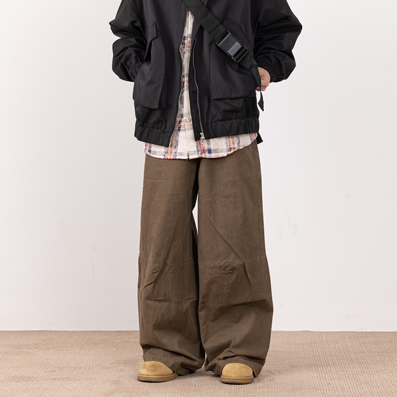 Retro Draped Casual Pants for Men - Stylish Wide-Leg Trousers, Loose Fit Workwear, High-End Fashion Retro Draped Casual Pants for Men - Stylish Wide-Leg Trousers, Loose Fit Workwear, High-End Fashion