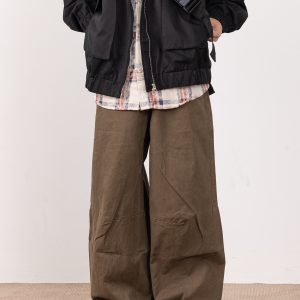 Retro Draped Casual Pants for Men - Stylish Wide-Leg Trousers, Loose Fit Workwear, High-End Fashion