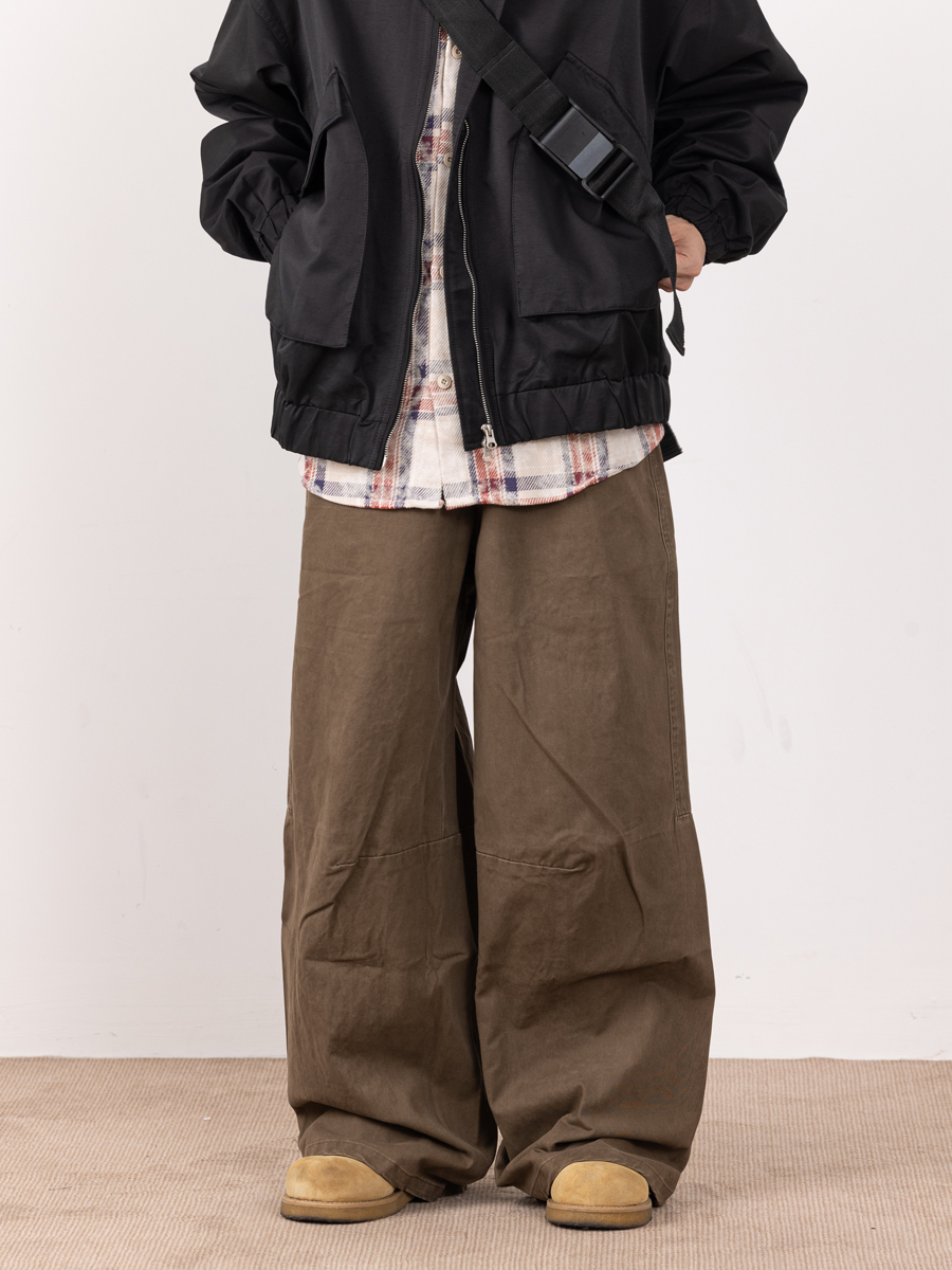 Retro Draped Casual Pants for Men - Stylish Wide-Leg Trousers, Loose Fit Workwear, High-End Fashion Retro Draped Casual Pants for Men - Stylish Wide-Leg Trousers, Loose Fit Workwear, High-End Fashion