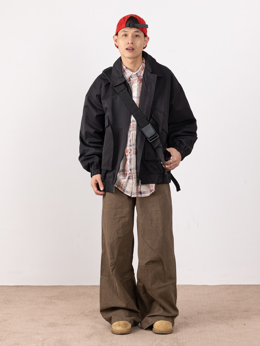 Retro Draped Casual Pants for Men - Stylish Wide-Leg Trousers, Loose Fit Workwear, High-End Fashion Retro Draped Casual Pants for Men - Stylish Wide-Leg Trousers, Loose Fit Workwear, High-End Fashion