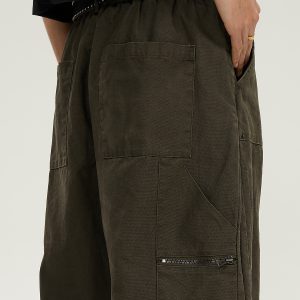 Retro Draped Loose-Fit Spring Spliced Casual Pants for Men - Foldable Straight-Leg American Style Workwear