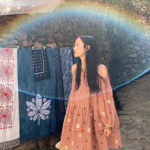 Retro Floral Embroidery Cotton Dress - Women's Off-Shoulder Lantern Sleeve Short Skirt - Vintage Spring Style