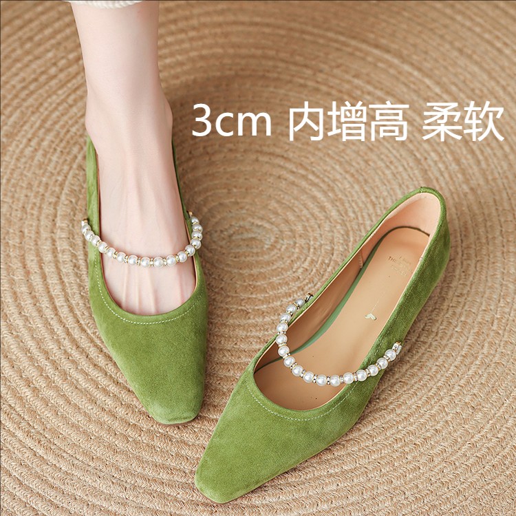 Retro French Pearl One-Strap Square Toe Mary Jane Shoes for Women - Italian Style Shallow Mouth Flats