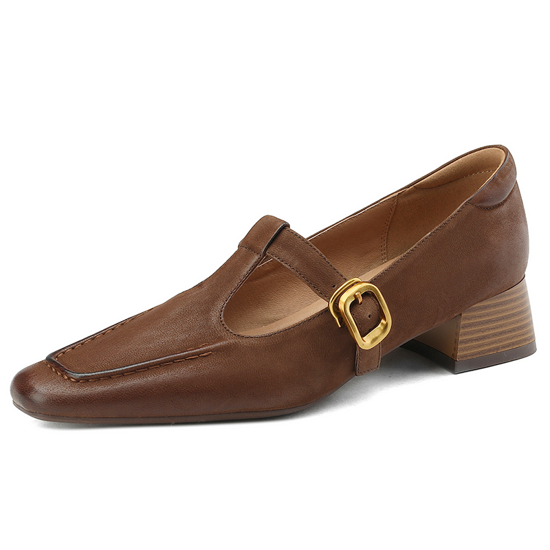 Retro Genuine Leather Mary Jane Flats for Women - Square Toe, Mid-Chunky Heel, Versatile 2025 Y2K Style Loafers Retro Genuine Leather Mary Jane Flats for Women - Square Toe, Mid-Chunky Heel, Versatile 2025 Y2K Style Loafers