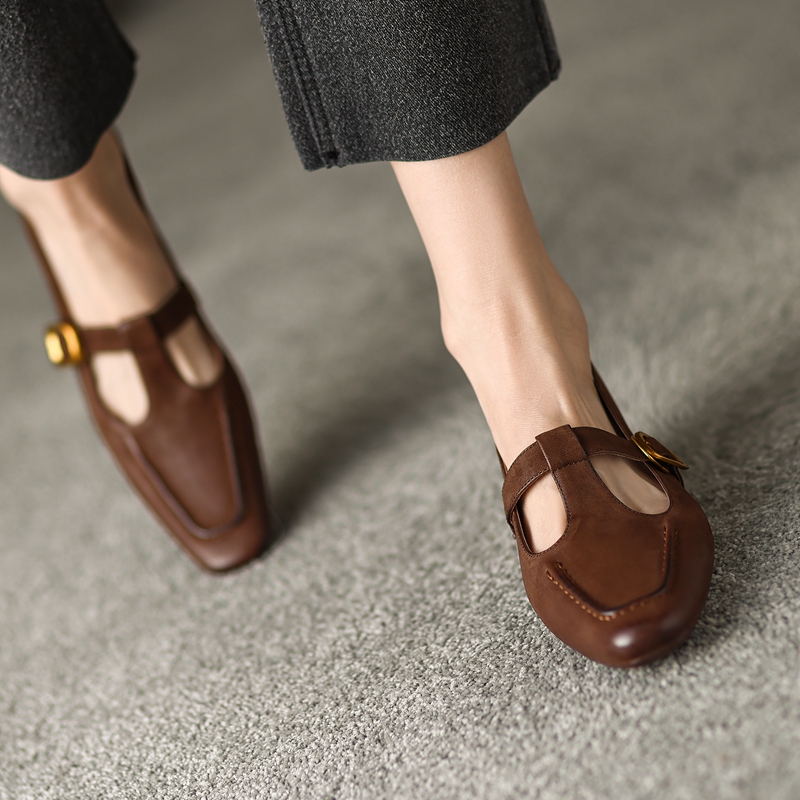 Retro Genuine Leather Mary Jane Flats for Women - Square Toe, Mid-Chunky Heel, Versatile 2025 Y2K Style Loafers Retro Genuine Leather Mary Jane Flats for Women - Square Toe, Mid-Chunky Heel, Versatile 2025 Y2K Style Loafers