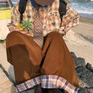 Retro Graffiti Checkered Short Sleeve Shirt for Men and Women - Vintage Summer Half Sleeve Top in 90s Style