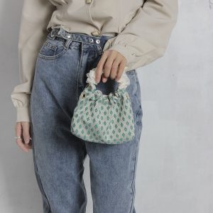 Retro Green Mini Round Handbag for Women - Cute Textured Crossbody Phone Bag, Versatile Summer Accessory
