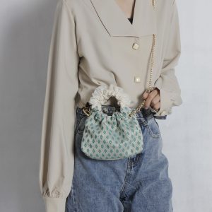 Retro Green Mini Round Handbag for Women - Cute Textured Crossbody Phone Bag, Versatile Summer Accessory