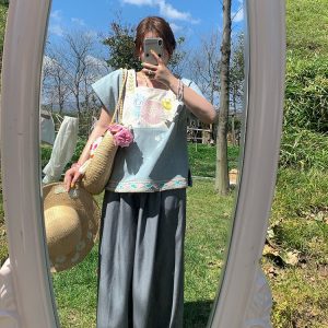 Retro Green Pleated High-Waisted Wide-Leg Lantern Pants for Women - Casual Spring Fashion, Vintage Style, Loose Fit