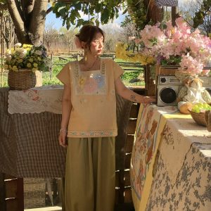 Retro Green Pleated High-Waisted Wide-Leg Lantern Pants for Women - Casual Spring Fashion, Vintage Style, Loose Fit