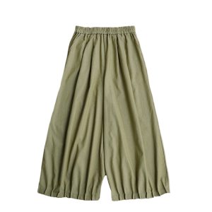 Retro Green Pleated High-Waisted Wide-Leg Lantern Pants for Women - Casual Spring Fashion, Vintage Style, Loose Fit