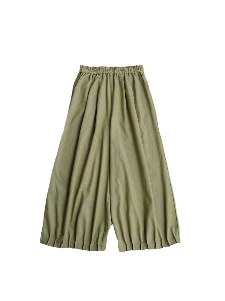 Retro Green Pleated High-Waisted Wide-Leg Lantern Pants for Women - Casual Spring Fashion, Vintage Style, Loose Fit Retro Green Pleated High-Waisted Wide-Leg Lantern Pants for Women - Casual Spring Fashion, Vintage Style, Loose Fit