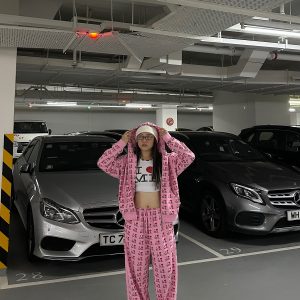 Retro Heart Print Soft Pink Hoodie and Sweatpants Set - Cozy 90s Inspired Fleece Loungewear