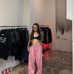 Retro Heart Print Soft Pink Hoodie and Sweatpants Set - Cozy 90s Inspired Fleece Loungewear