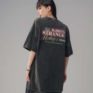 Retro High Street Loose Short Sleeve T-Shirt for Men and Women - Summer Trendy Couple Top with American Beer Captain Design