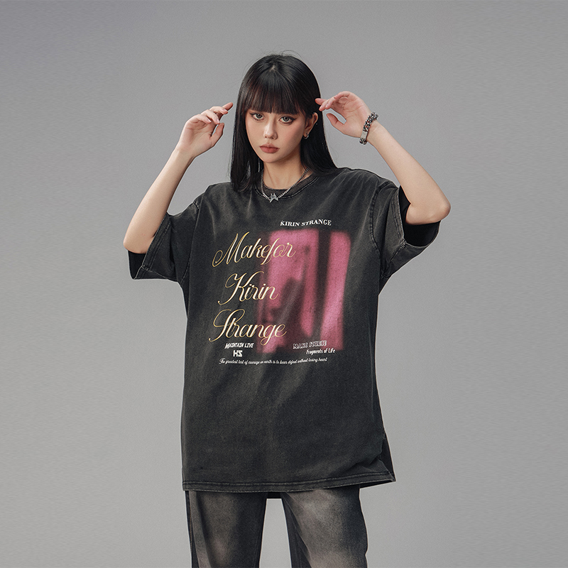 Retro High Street Loose Short Sleeve T-Shirt for Men and Women - Summer Trendy Couple Top with American Beer Captain Design