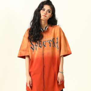 Retro High Street Washed Gradient Letter Short-Sleeve T-Shirt for Men and Women - Trendy Summer Couple Tee