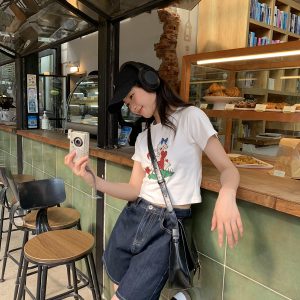 Retro High-Waisted Denim Shorts for Women - 2025 New Style Deep Blue Casual Wide-Leg Straight Leg Summer Fashion