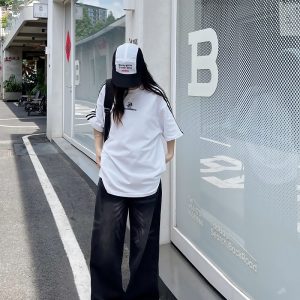 Retro Hip-Hop Color Block Spliced Short Sleeve T-Shirt for Couples - Unisex Casual Loose Fit Classic Tee