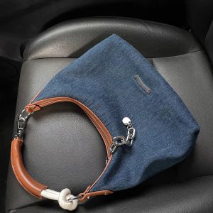 Retro Hong Kong-Style Denim Tote Bag for Women - Versatile Underarm Shoulder Crossbody Bag, 2023 Fashion Essential