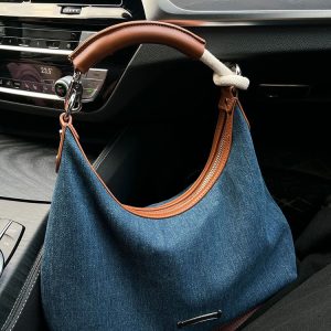 Retro Hong Kong-Style Denim Tote Bag for Women - Versatile Underarm Shoulder Crossbody Bag, 2023 Fashion Essential