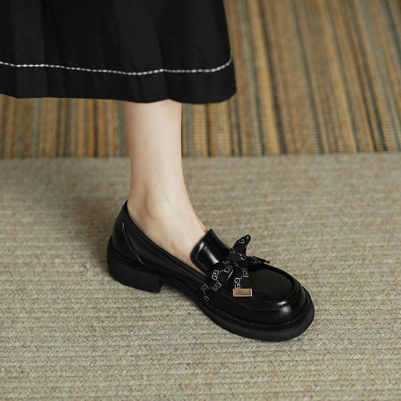 Retro Italian-Style Leather Loafers for Women - 3.5 cm Thick Sole, Soft-Soled, Non-Fatiguing Height-Boosting Shoes