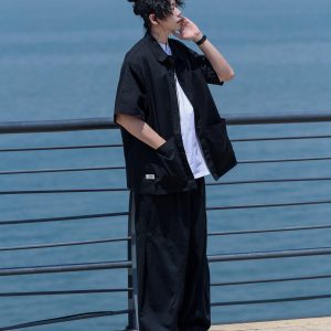 Retro Japanese Casual Short-Sleeve Shirt for Men - Versatile Lapel Design, Summer Workwear, Trendy Half-Sleeve Style