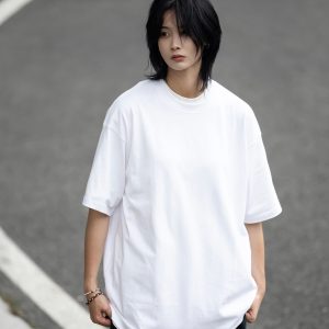 Retro Japanese Style Heavyweight 385g Cotton Short-Sleeve T-Shirt for Men - Versatile Loose Fit Tee