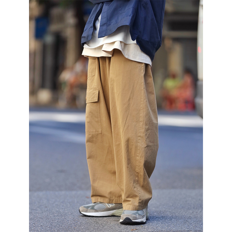 Retro Japanese-Style Wide-Leg Work Pants for Men and Women, Loose Trendy Fit, Versatile Multi-Pocket Design