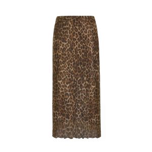 Retro Leopard Print Elastic Mesh Skirt - Y2K Inspired Fashion Statement