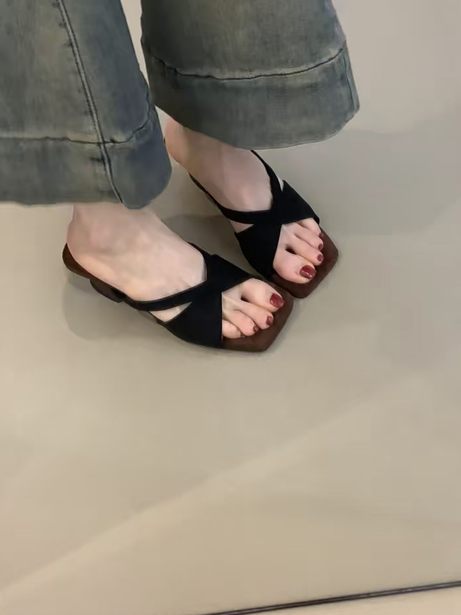 Retro Leopard Print Sheepskin High-Heeled One-Strap Sandals for Women - Summer Open-Toe Square Toe Wedge Footwear Retro Leopard Print Sheepskin High-Heeled One-Strap Sandals for Women - Summer Open-Toe Square Toe Wedge Footwear