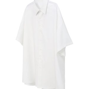 Retro Loose Draped Solid Color Short Sleeve Shirt for Women - Versatile American Style Couple Top