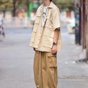 Retro Loose Multi-Pocket Wide-Leg Casual Pants for Men - Trendy 90s Inspired Straight-Leg Work Trousers