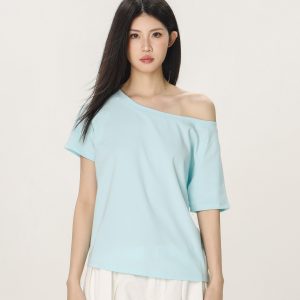 Retro Off-Shoulder T-Shirt for Women - Summer Short Sleeve Slim Fit - Unique Beautiful Hot Girl Style