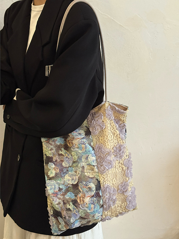 Retro Oil Painting Lace Canvas Tote Bag - 2025 Large Capacity Shoulder Bag for Commuters and Everyday Use Retro Oil Painting Lace Canvas Tote Bag - 2025 Large Capacity Shoulder Bag for Commuters and Everyday Use