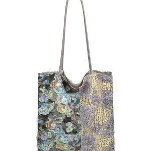 Retro Oil Painting Lace Canvas Tote Bag - 2025 Large Capacity Shoulder Bag for Commuters and Everyday Use